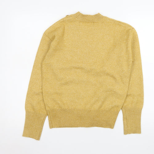 Primark Womens Yellow Crew Neck Button Detail Knit Jumper XS
