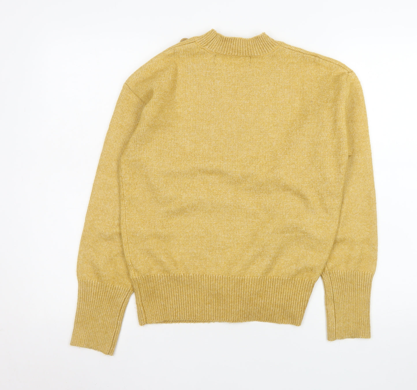 Primark Womens Yellow Crew Neck Button Detail Knit Jumper XS