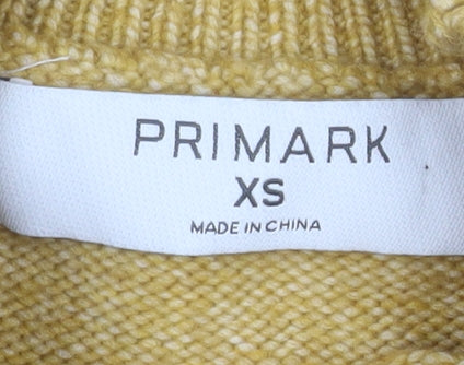 Primark Womens Yellow Crew Neck Button Detail Knit Jumper XS
