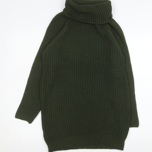 MISSPAP Women Green Roll Neck Long Sleeve Knit Jumper Dress Size 8