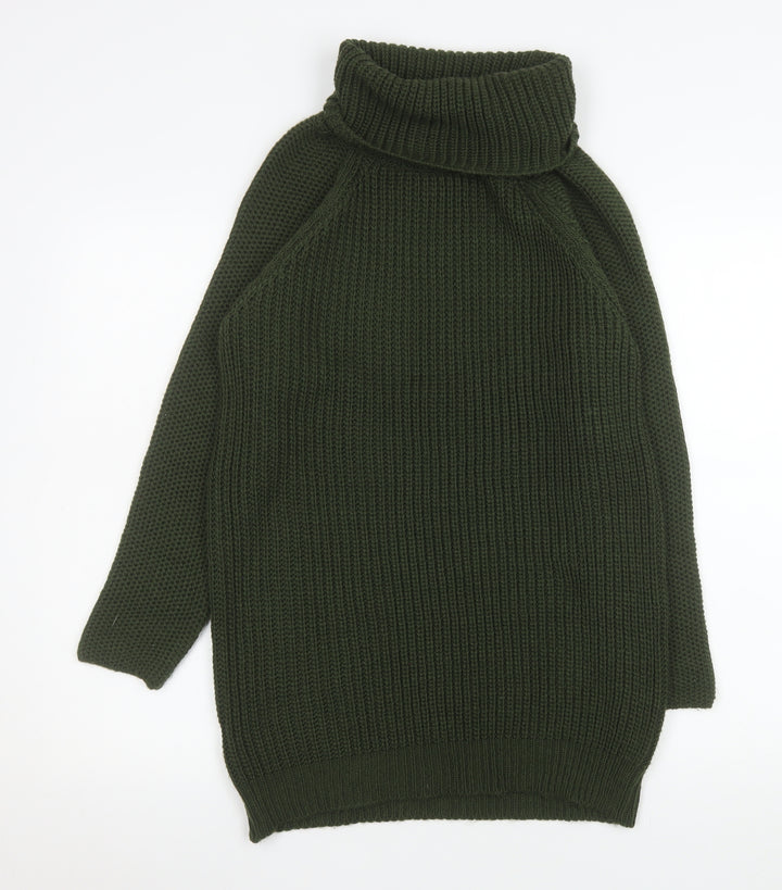 MISSPAP Women Green Roll Neck Long Sleeve Knit Jumper Dress Size 8