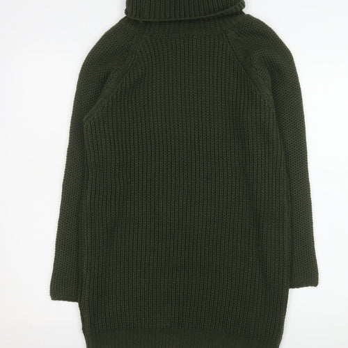 MISSPAP Women Green Roll Neck Long Sleeve Knit Jumper Dress Size 8