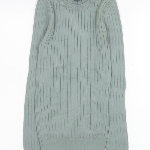 Primark Women’s Green Ribbed Crew Neck Pullover Jumper XS