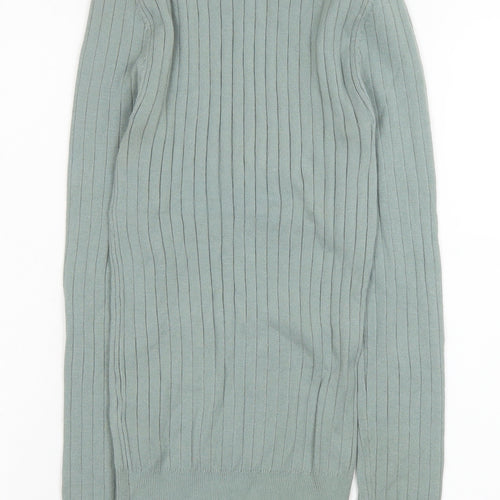 Primark Women’s Green Ribbed Crew Neck Pullover Jumper XS