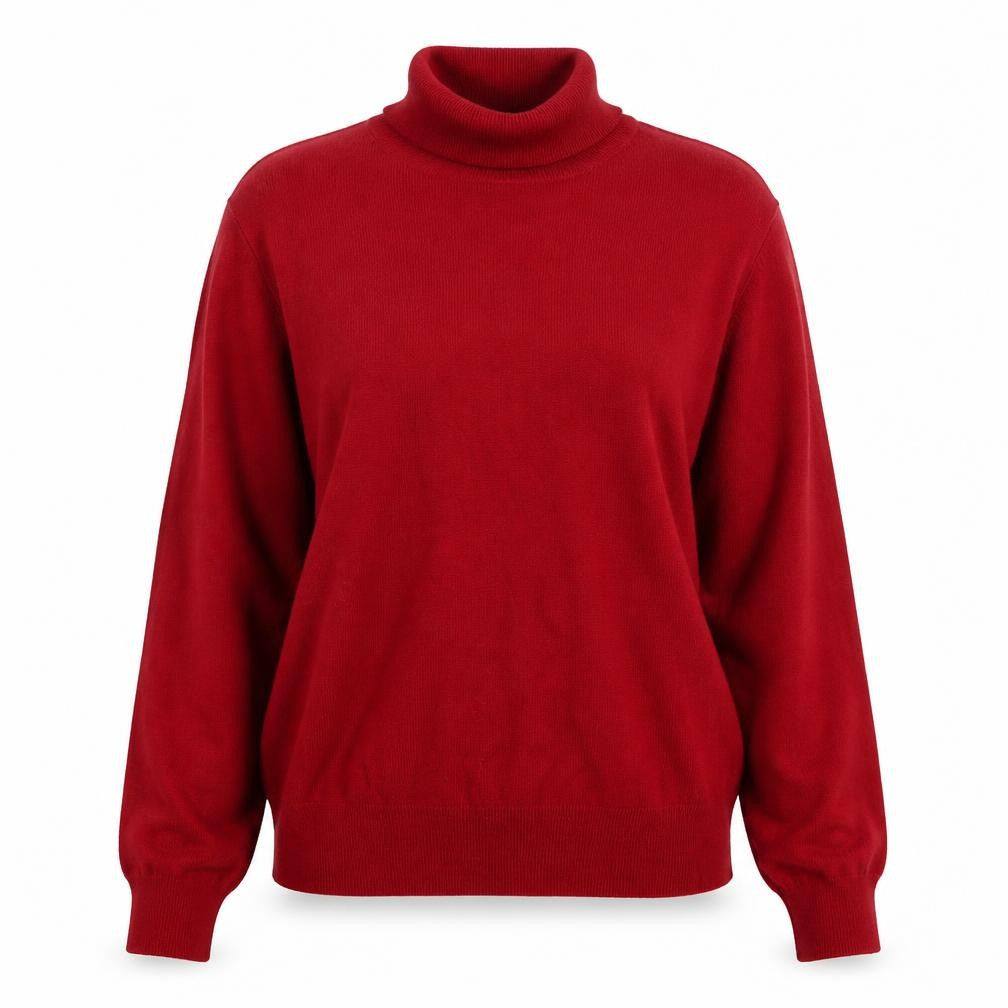 Front view of Monsoon Women’s Red Roll Neck Cotton Blend Jumper, size UK 12