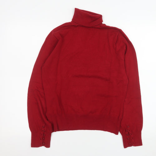 Monsoon Women’s Red Roll Neck Cotton Blend Jumper Size 12