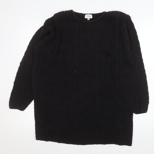 Viyella Women's Black Cable-Knit Cotton Pullover Jumper M