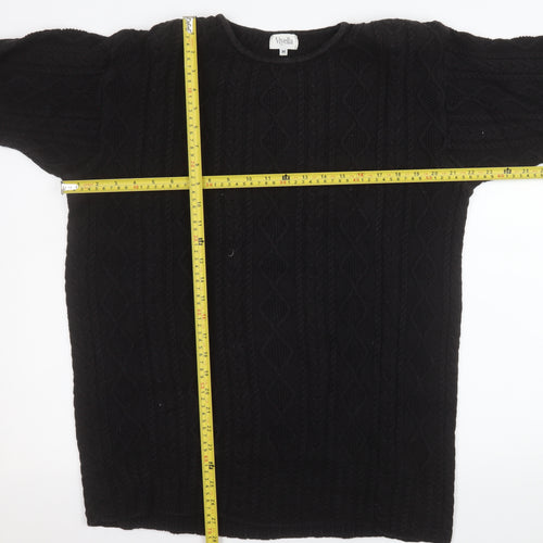 Viyella Women's Black Cable-Knit Cotton Pullover Jumper M