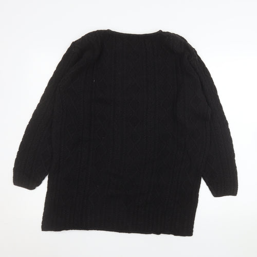 Viyella Women's Black Cable-Knit Cotton Pullover Jumper M