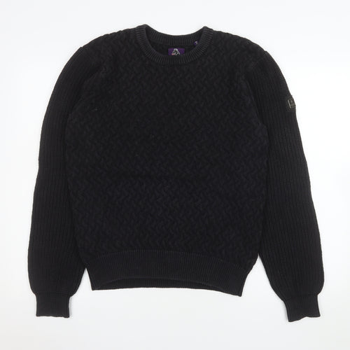 Luke Men’s Black XL Cable Knit Cotton Crew Neck Jumper