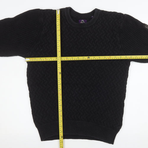 Luke Men’s Black XL Cable Knit Cotton Crew Neck Jumper