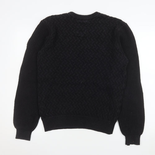 Luke Men’s Black XL Cable Knit Cotton Crew Neck Jumper