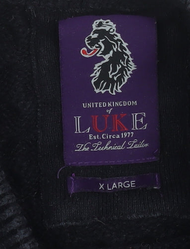 Luke Men’s Black XL Cable Knit Cotton Crew Neck Jumper