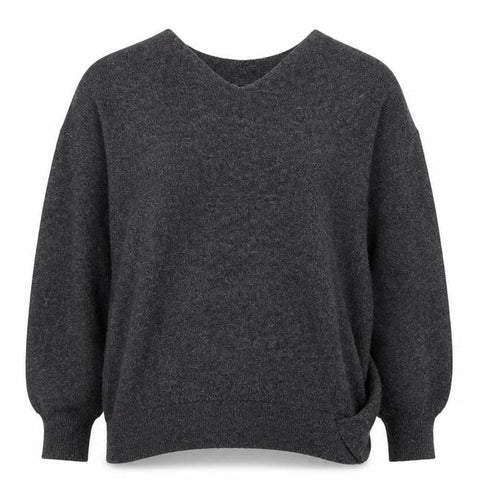 H&M Women’s Grey Wool Blend V-Neck Relaxed Fit Jumper XL