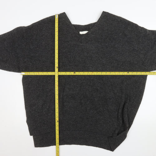 H&M Women’s Grey Wool Blend V-Neck Relaxed Fit Jumper XL