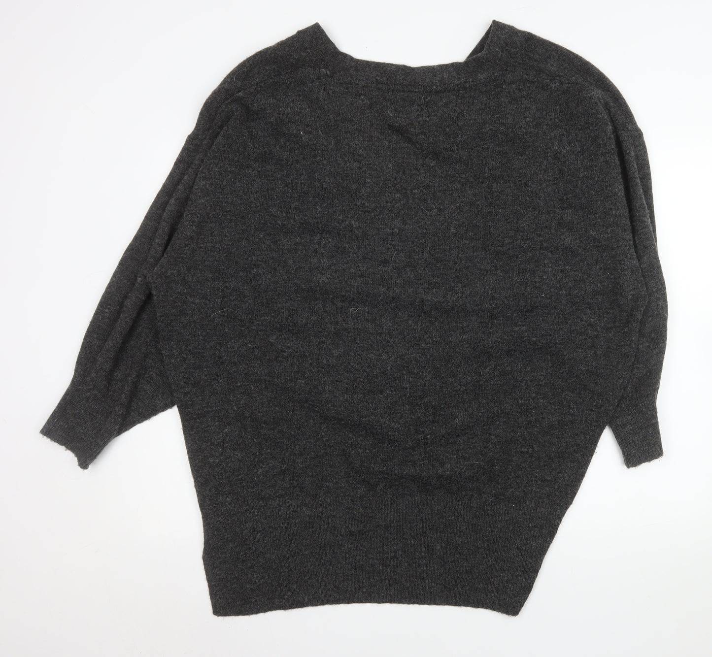H&M Women’s Grey Wool Blend V-Neck Relaxed Fit Jumper XL