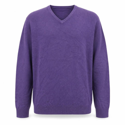 Marks and Spencer Men's Purple XL V-Neck Acrylic Jumper
