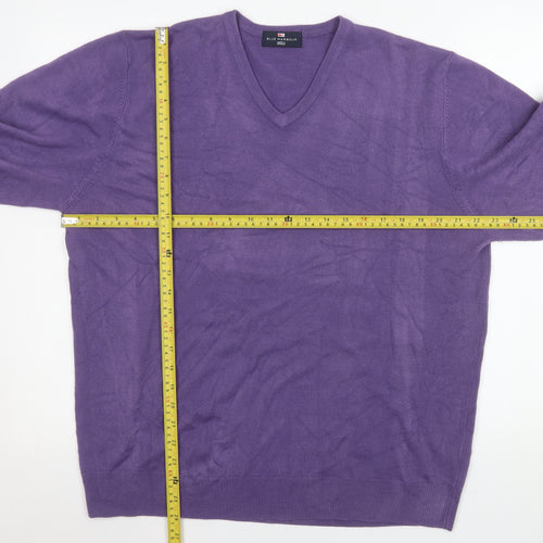 Marks and Spencer Men's Purple XL V-Neck Acrylic Jumper