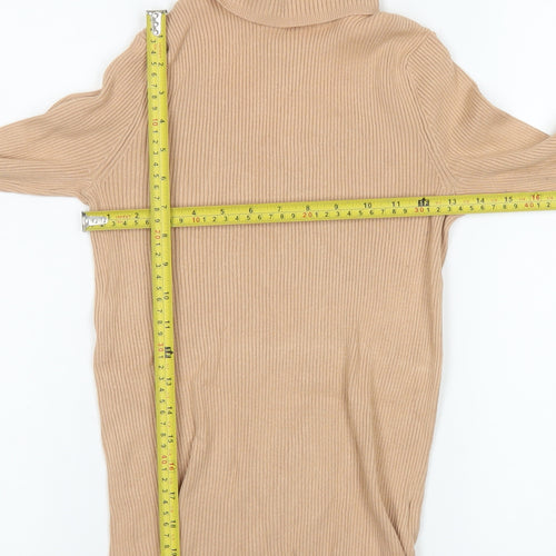 Marks and Spencer Women’s Beige Roll Neck Long Sleeve Slim Knit Jumper Size 8