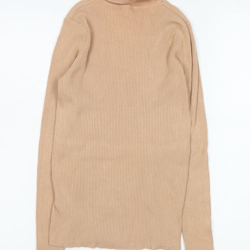 Marks and Spencer Women’s Beige Roll Neck Long Sleeve Slim Knit Jumper Size 8