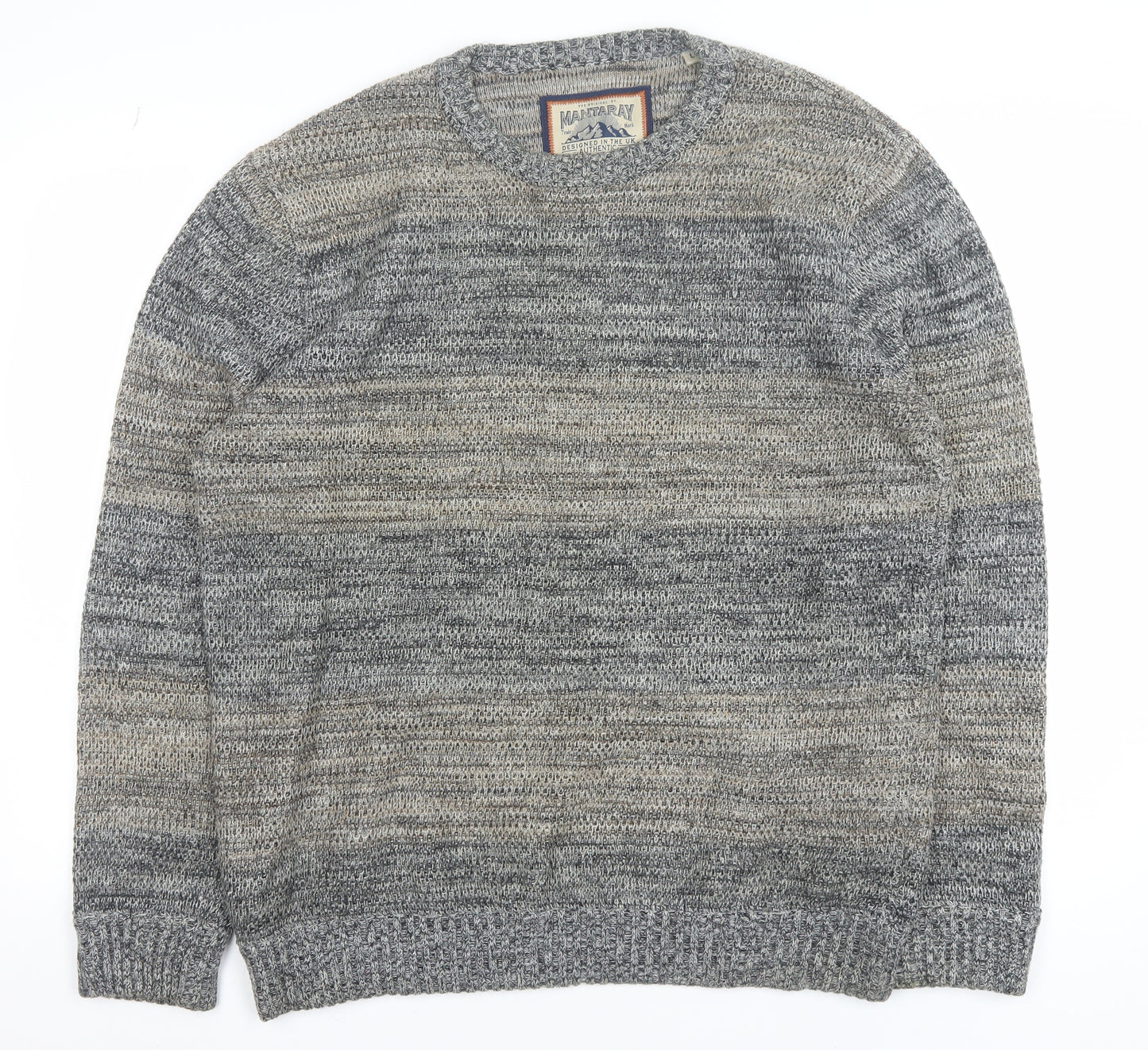 Mantaray Men's Grey Cotton Knit Crew Neck Jumper Size L
