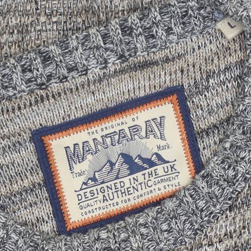Mantaray Men's Grey Cotton Knit Crew Neck Jumper Size L