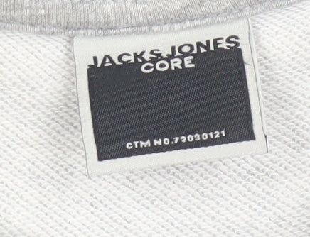Jack & Jones Mens Grey Core Logo Pullover Sweatshirt Size S