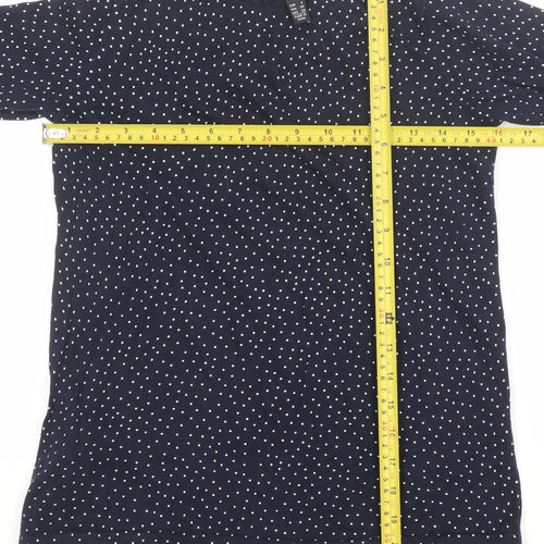 Mango Women Blue Polka Dot Cotton Crew Neck Jumper Size S
