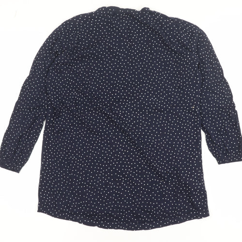 Mango Women Blue Polka Dot Cotton Crew Neck Jumper Size S
