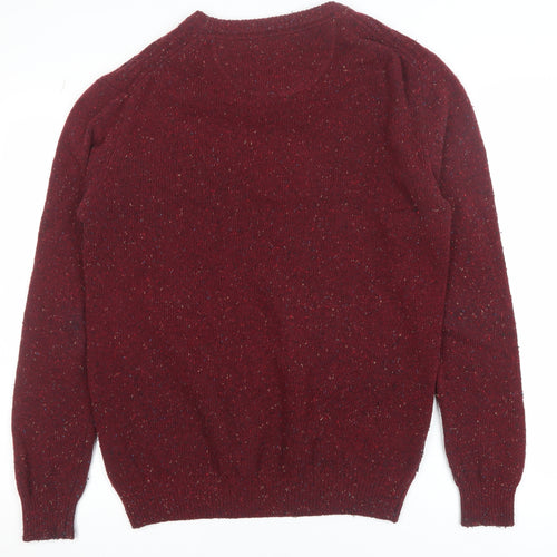 Baileys Men's Red Wool Blend Crew Neck Pullover Jumper Size L