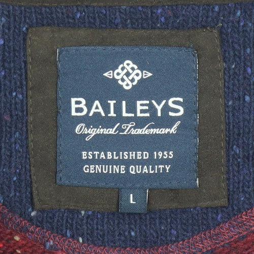 Baileys Men's Red Wool Blend Crew Neck Pullover Jumper Size L