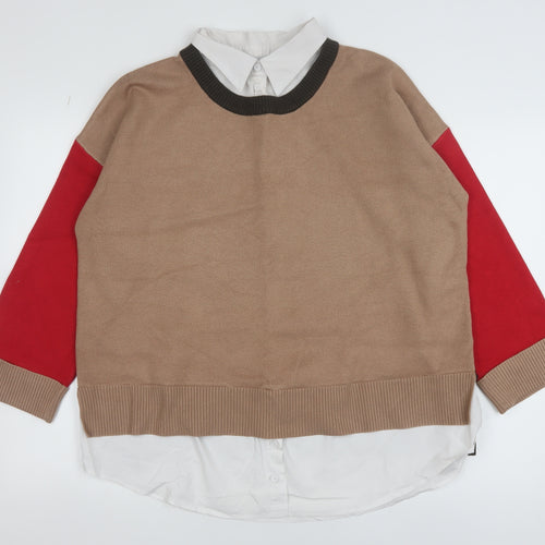 Next Women’s Beige Colour Block Pullover Jumper Size 16