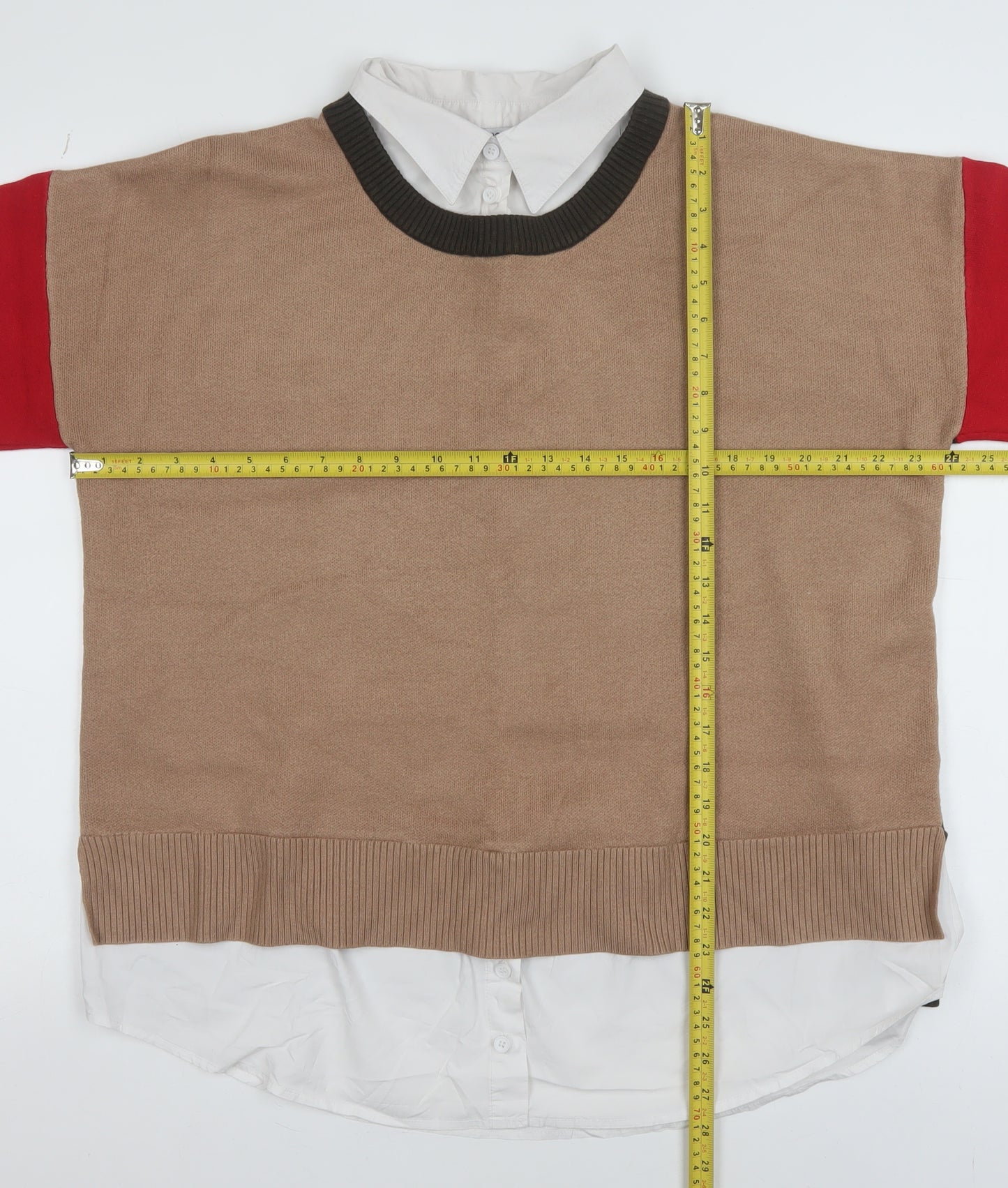 Next Women’s Beige Colour Block Pullover Jumper Size 16