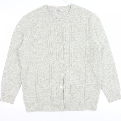 Damart Men's Grey L Cable-Knit Button Cardigan Jumper