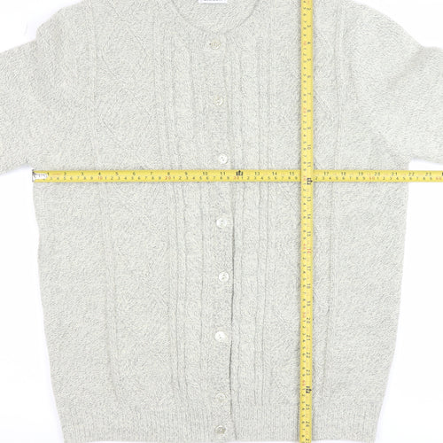 Damart Men's Grey L Cable-Knit Button Cardigan Jumper