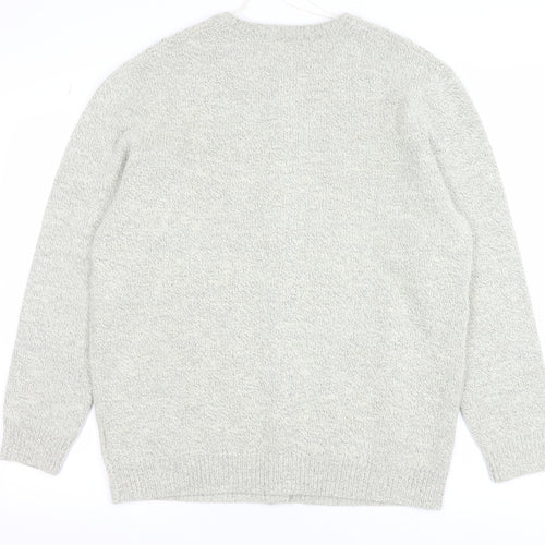 Damart Men's Grey L Cable-Knit Button Cardigan Jumper