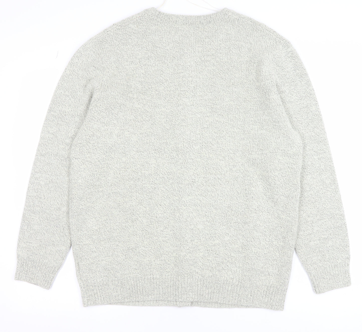 Damart Men's Grey L Cable-Knit Button Cardigan Jumper