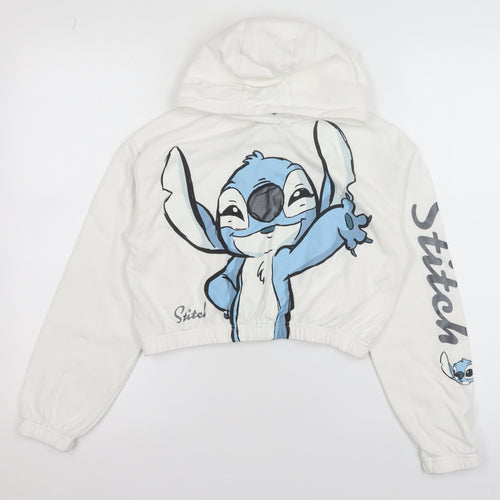 Primark Girls White Stitch Pullover Hoodie 10-11 Years Long Sleeve Disney
