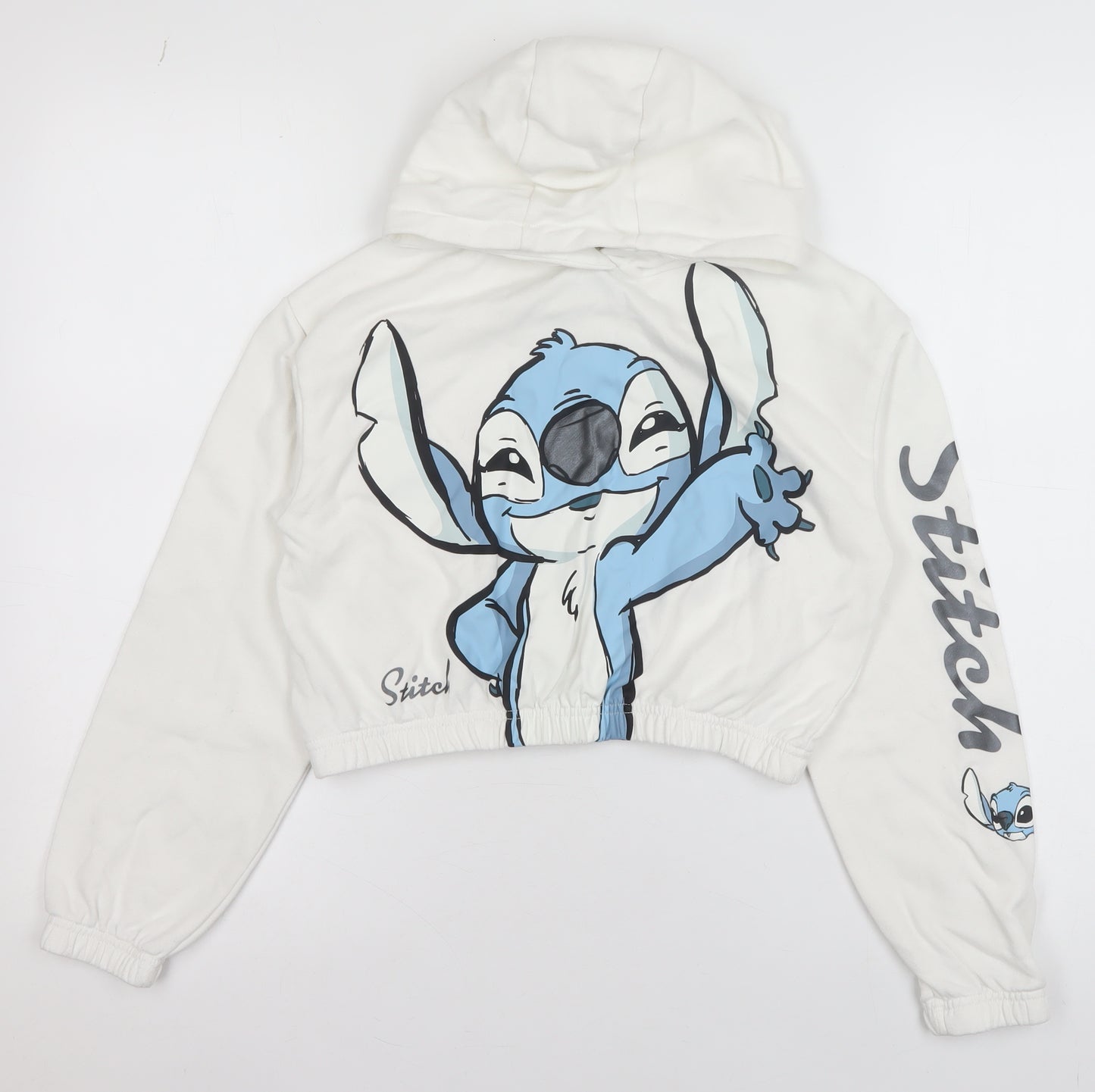 Primark Girls White Stitch Pullover Hoodie 10-11 Years Long Sleeve Disney