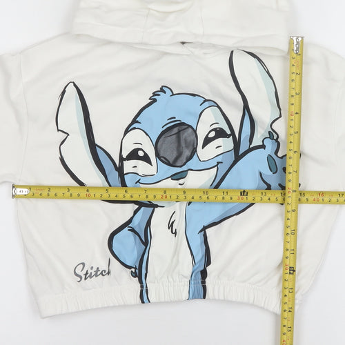 Primark Girls White Stitch Pullover Hoodie 10-11 Years Long Sleeve Disney