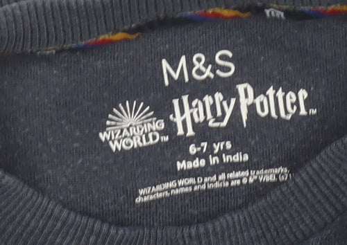 Marks and Spencer Boys Blue Gryffindor Harry Potter Velour Pyjama Top 6-7 Years