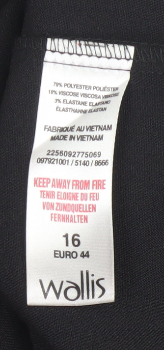 Wallis Petite Women's Black Size 16 Ankle Trousers Stretch Workwear