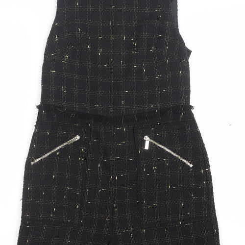 F&F Women's Black Gold Tweed Sleeveless Playsuit Size 8
