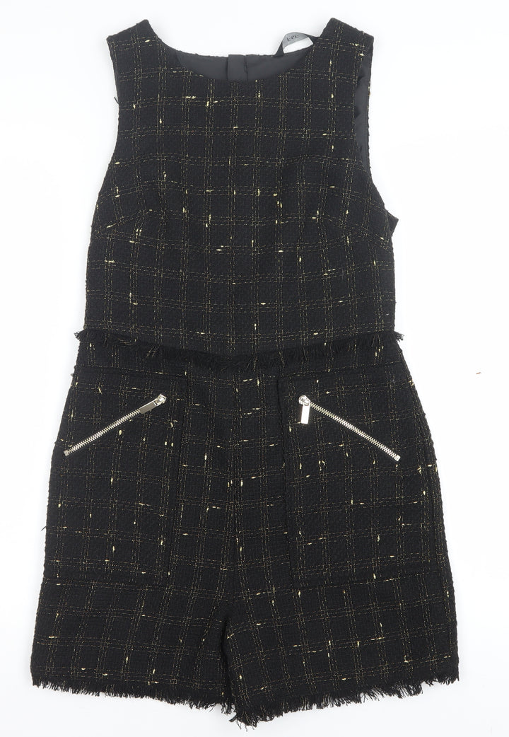 F&F Women's Black Gold Tweed Sleeveless Playsuit Size 8