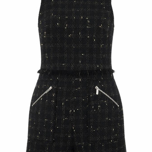 F&F Women's Black Gold Tweed Sleeveless Playsuit Size 8