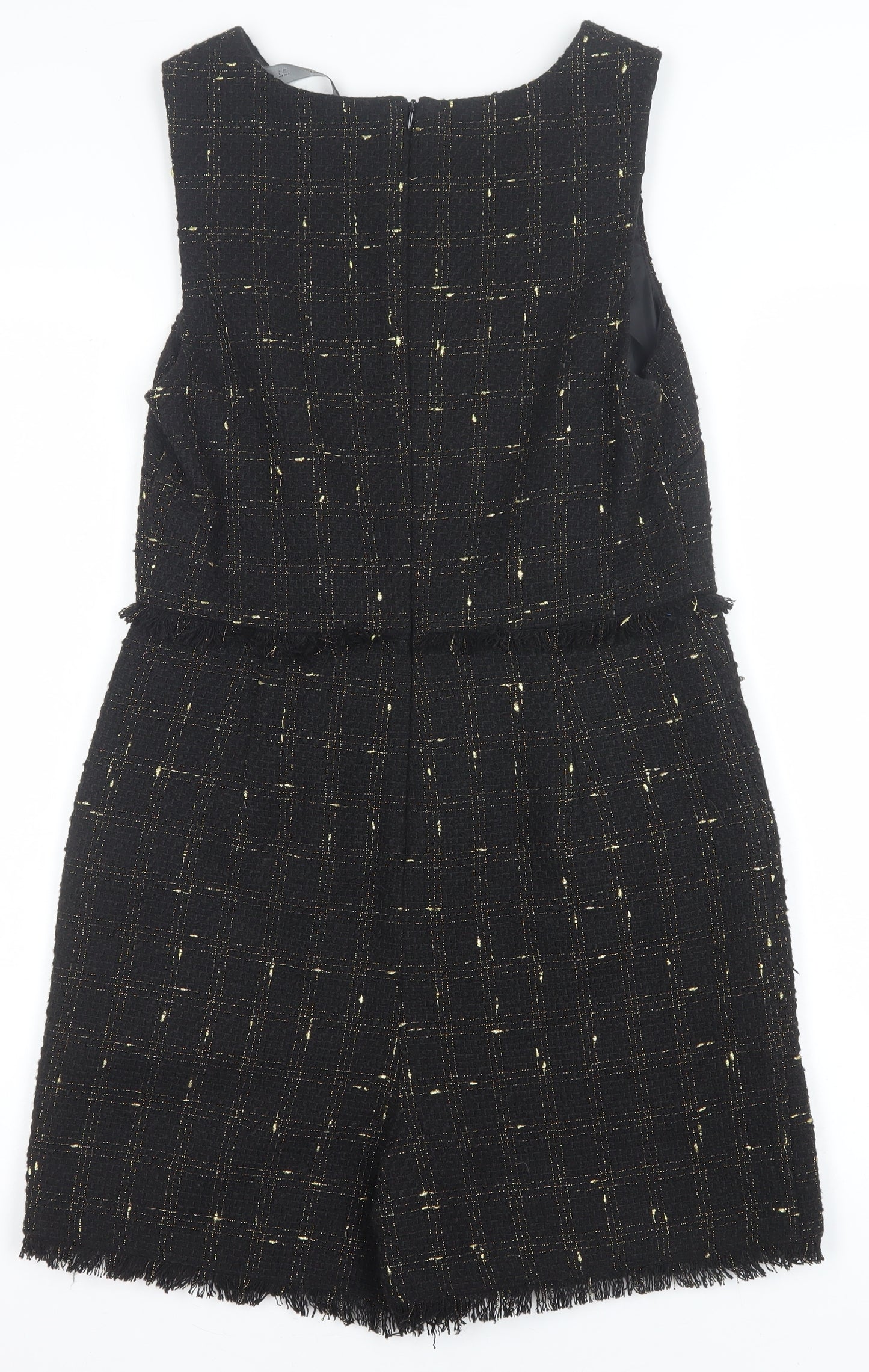 F&F Women's Black Gold Tweed Sleeveless Playsuit Size 8