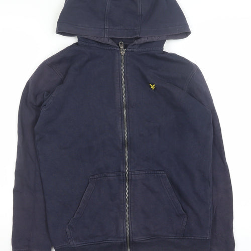 Lyle & Scott Junior Boys Navy Blue Full Zip Hoodie 14-15 Years Cotton Blend
