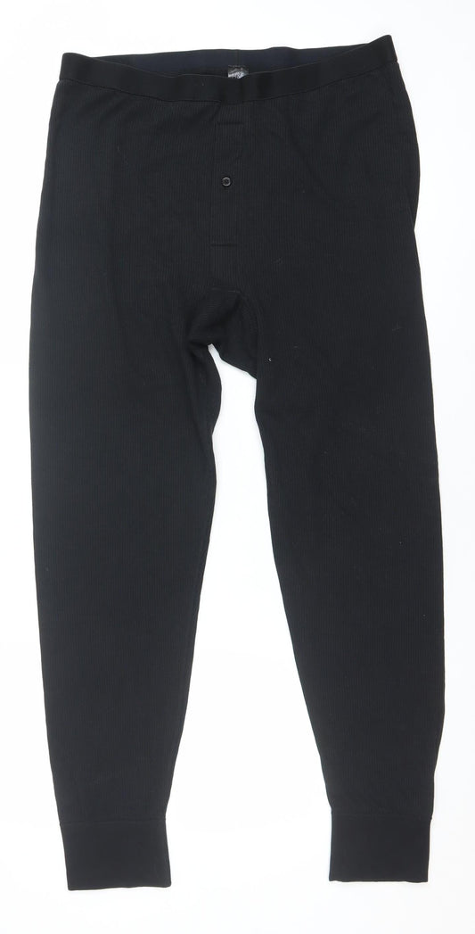 Marks and Spencer Mens Black XL Pyjama Pants Jersey Cotton Blend