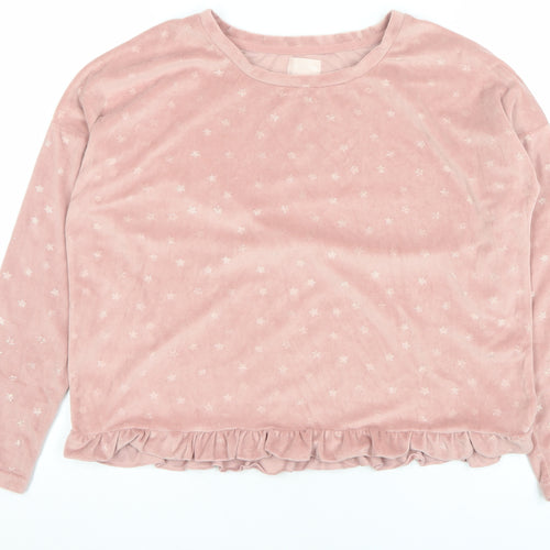 A La Mode Women's Pink Velour Star Pyjama Top Size 12