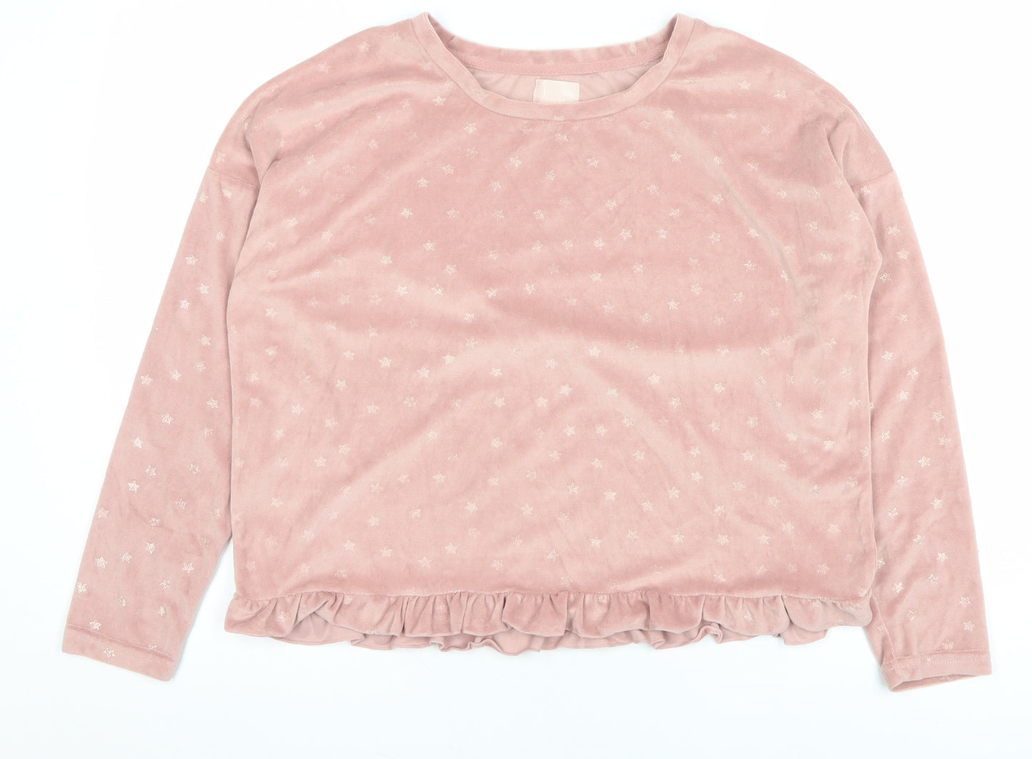 A La Mode Women's Pink Velour Star Pyjama Top Size 12